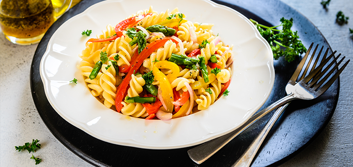 Del Monte LEMONY RED PEPPER AND ASPARAGUS PASTA SALAD  Recipe